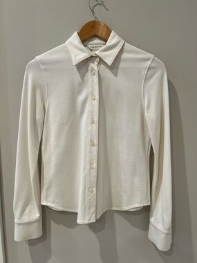 Club Monaco Cream Button-Down Collared Shirt